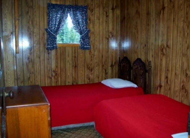 Cabin bedroom with two twin beds